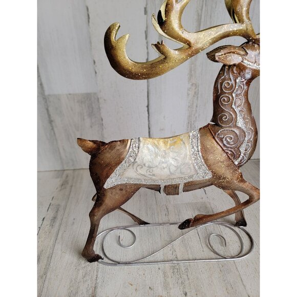 Pier 1 ? Metal glitter reindeer Xmas home decor unique deer buck figure - Picture 8 of 10
